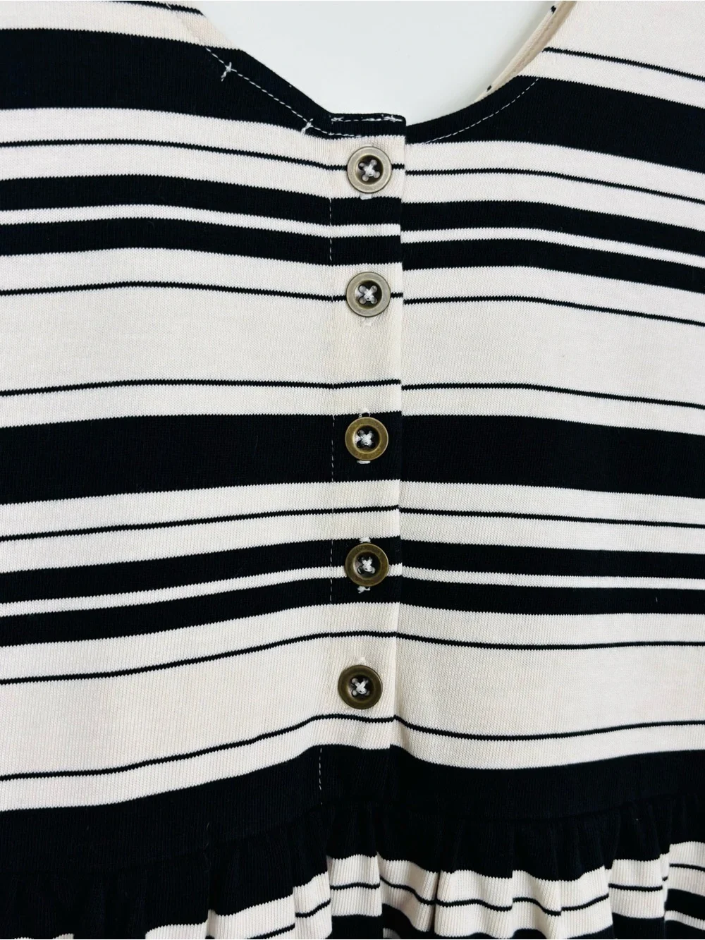 J. Crew ecru & black stripe fit and flare French minimalist mini dress.